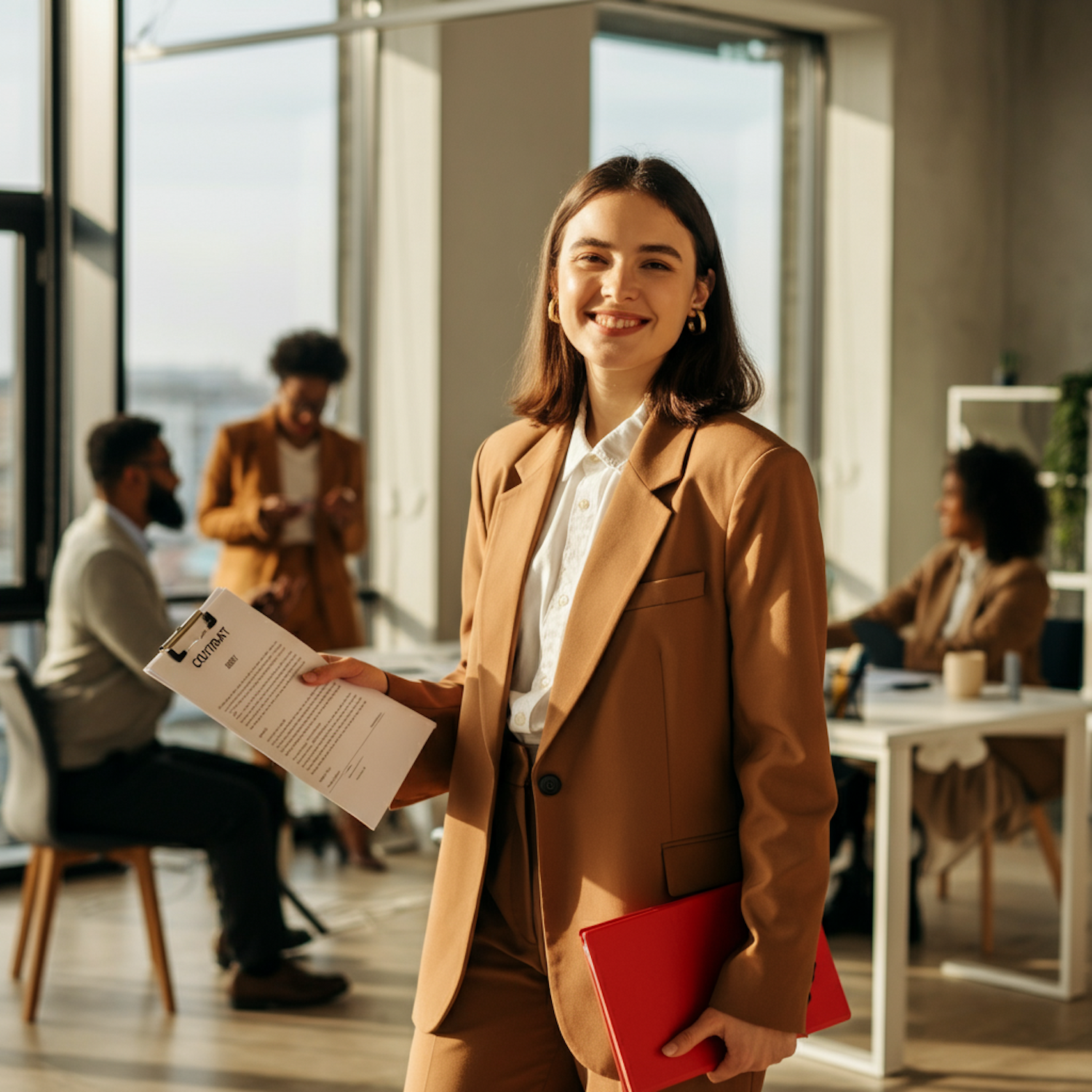 A person confidently looking towards a new career path, representing the successful transition into tech sales and overcoming initial fears.