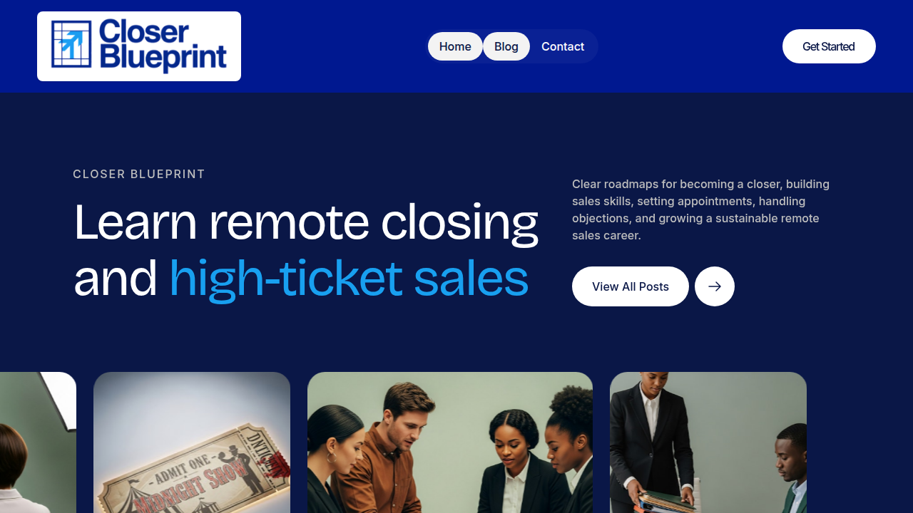 Explore CloserBlueprint for guides and roadmaps on mastering high-ticket remote sales and landing top-tier roles.